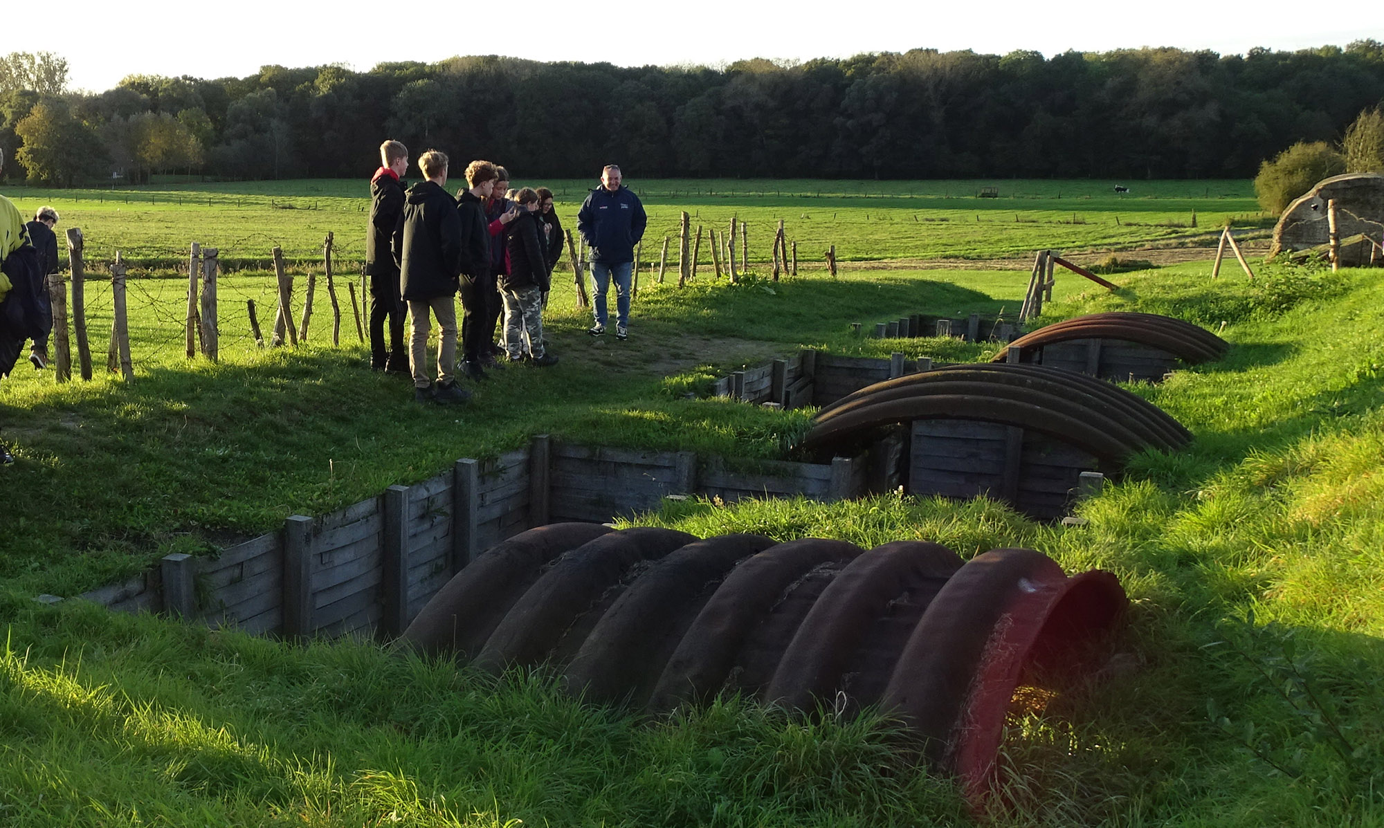 Pupils explore trenches during the 2023 Battlefields trip