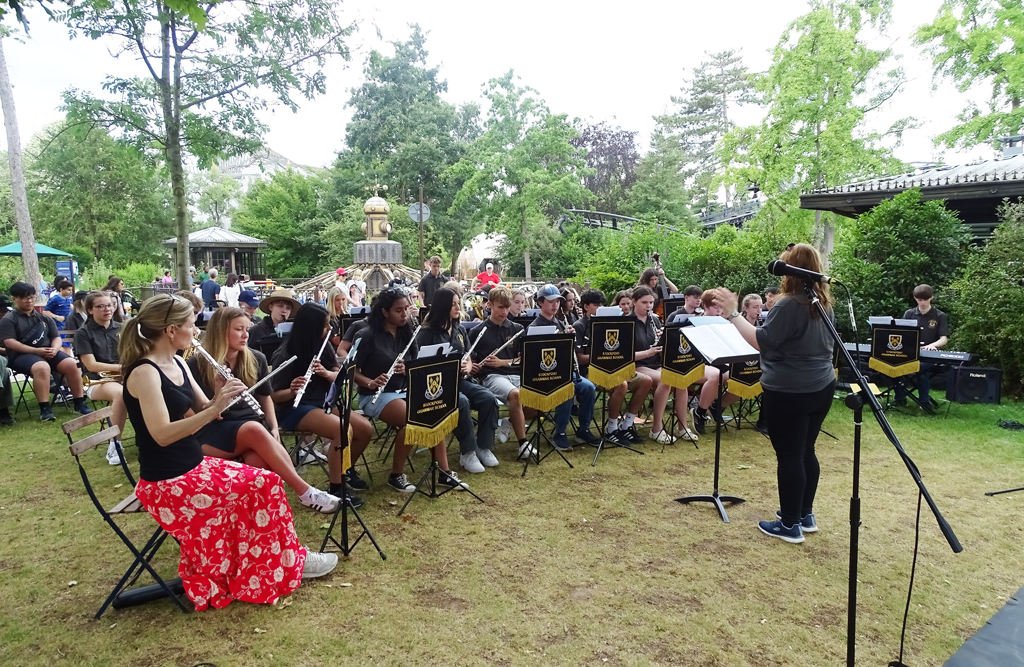 Pupils perform at Jardin d’Acclimatation during the 2024 music tour to Paris