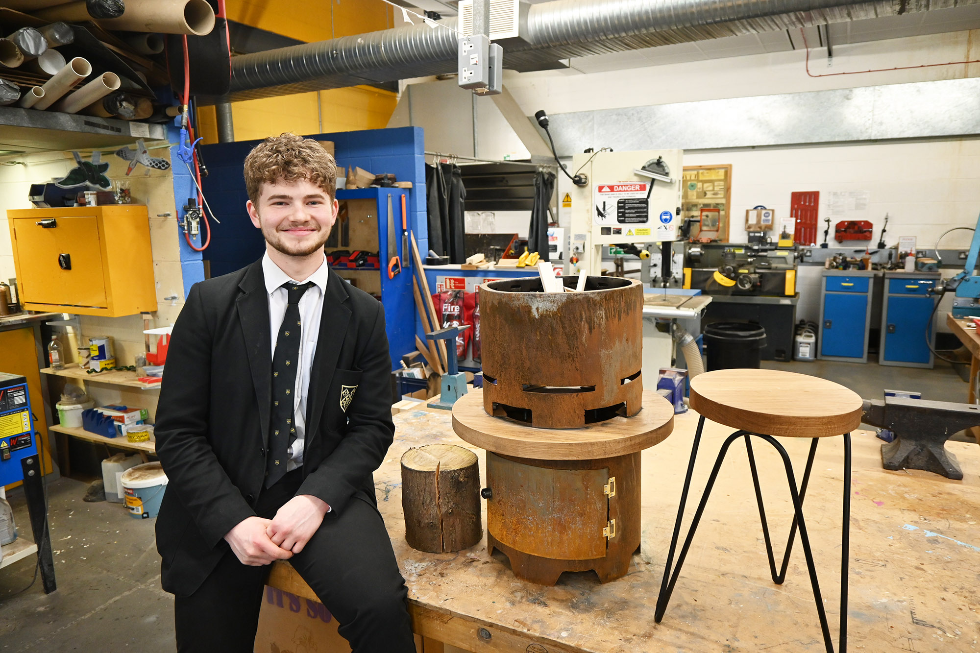 Student Daniel Barraclough with his A Level practical piece