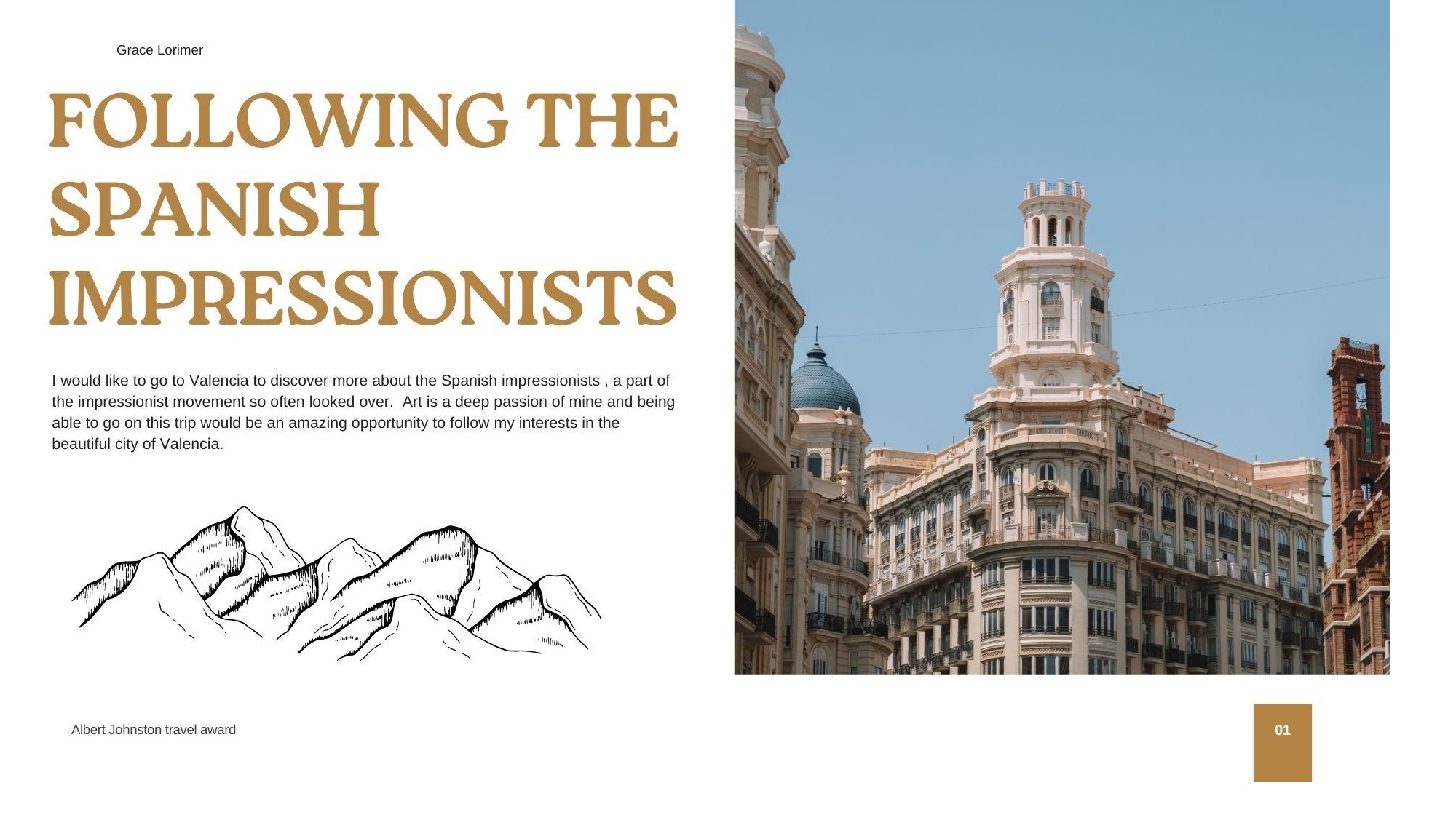 A slide from the winning presentation of the 2024 Albert Johnston Travel Award