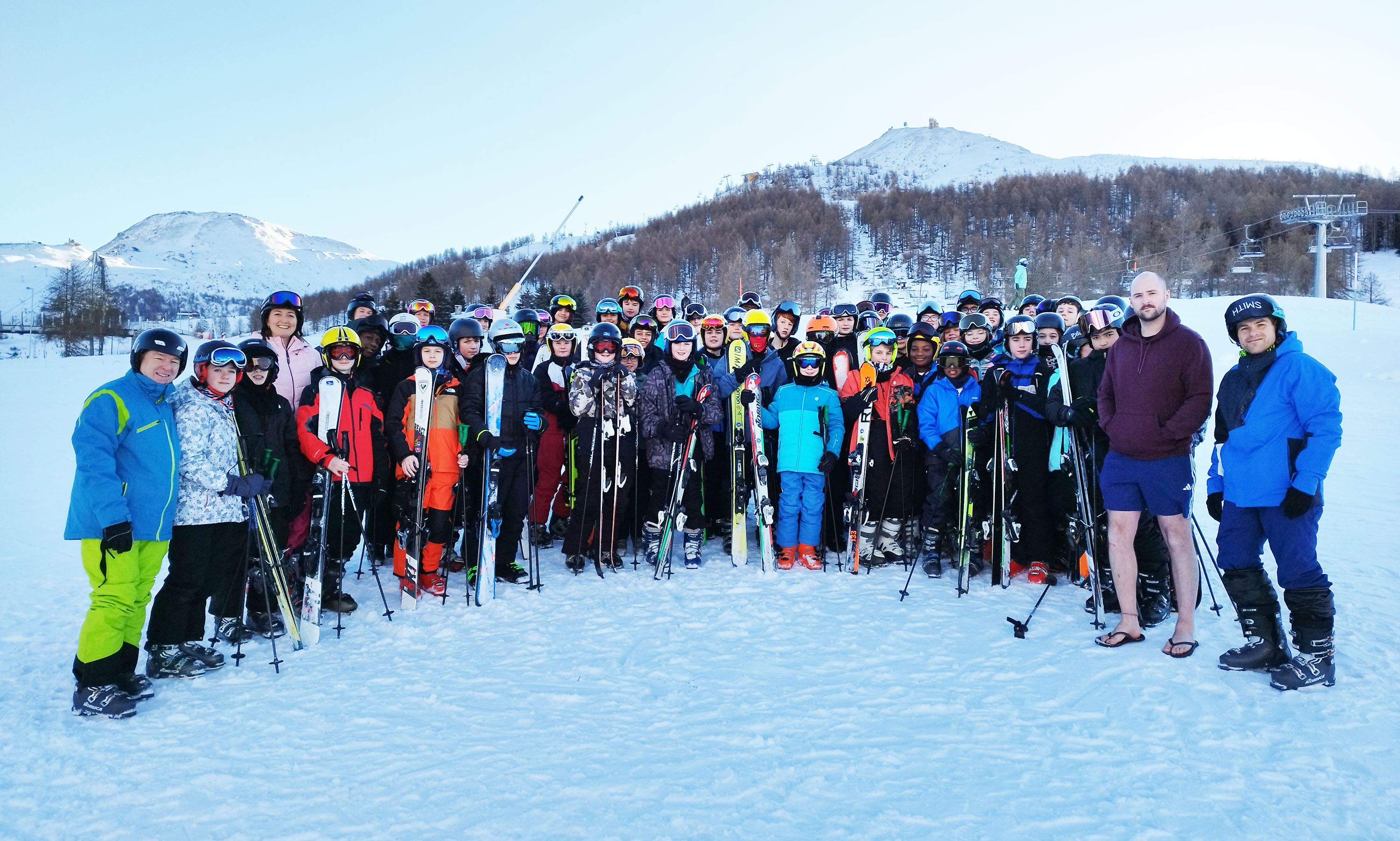 Second Year pupils pose for a group photo during their 2025 ski trip