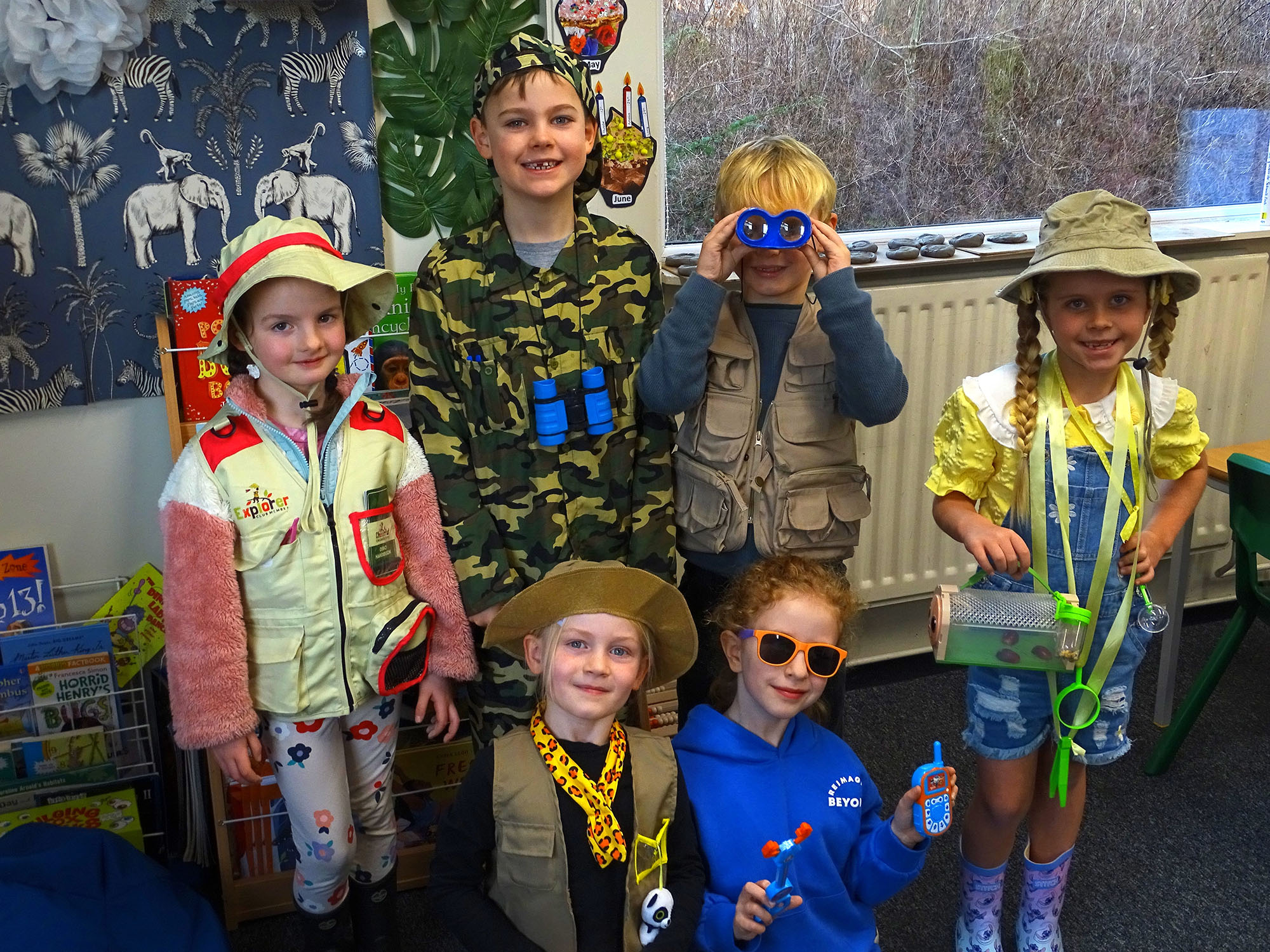 Year 2 pupils pose for a photo in their wonderful outfits during Explorers Day