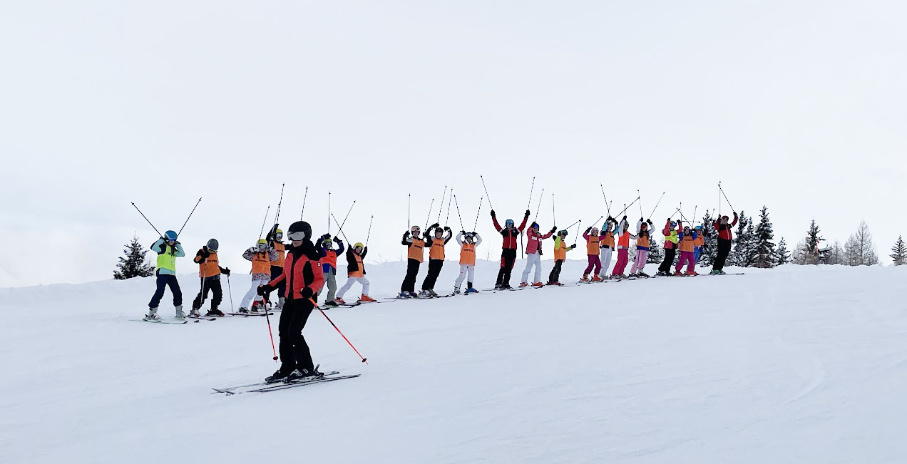 Pupils on the slopes during the 2025 Year 5 and 6 ski trip