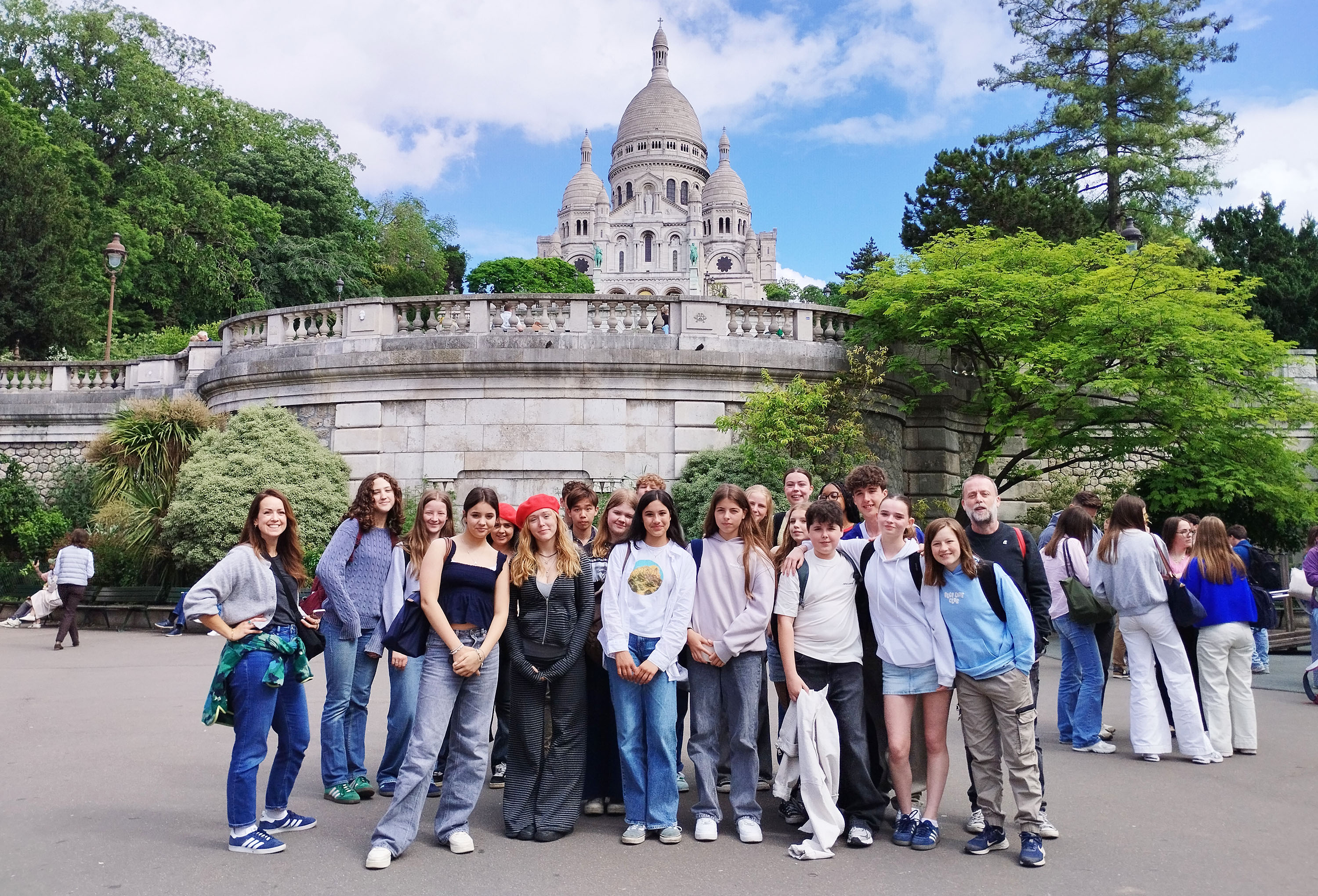 Pupils on the French Exchange to Paris pose for a photo