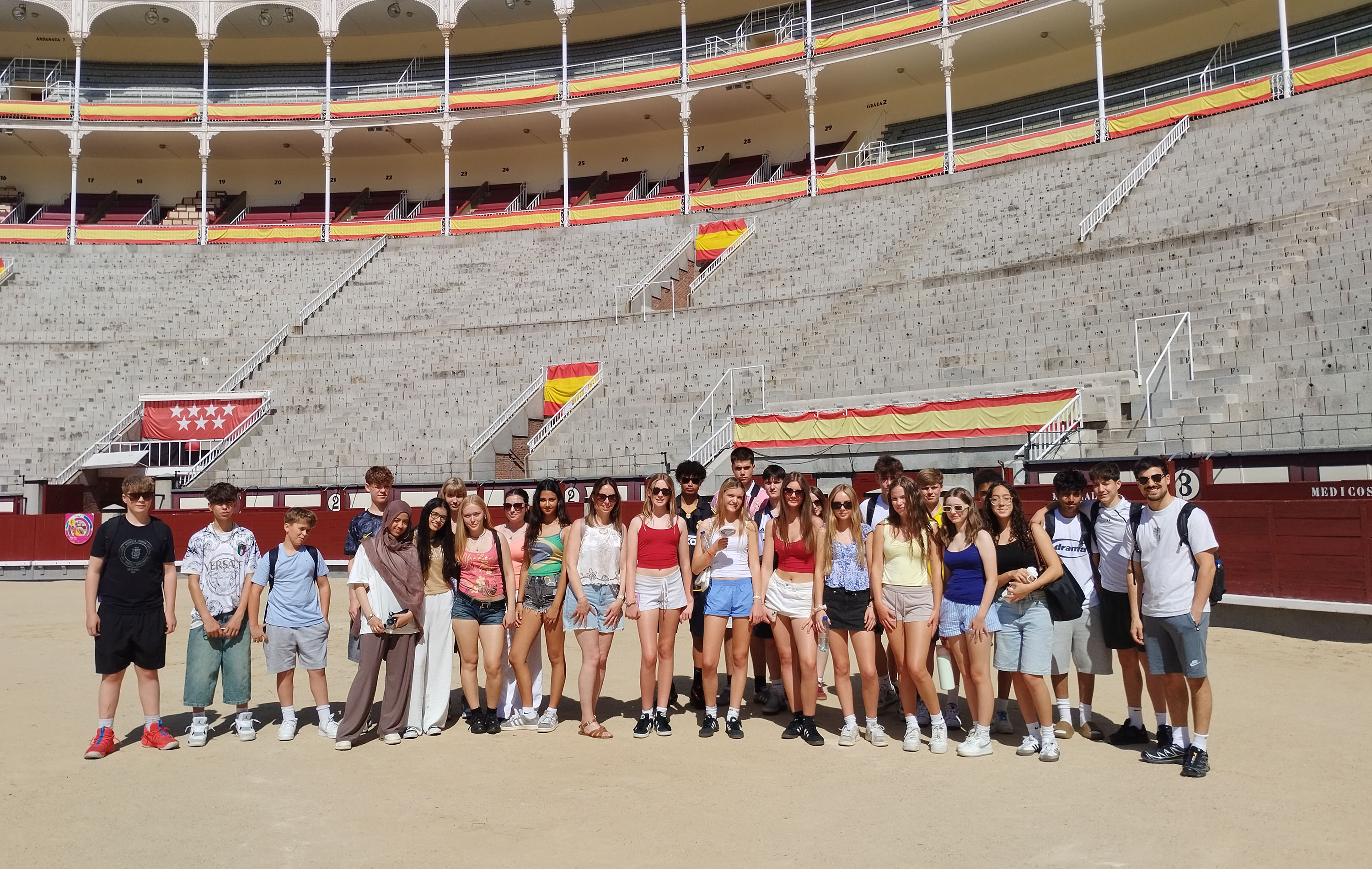 Pupils on the Spanish trip to Madrid inside Las Ventas