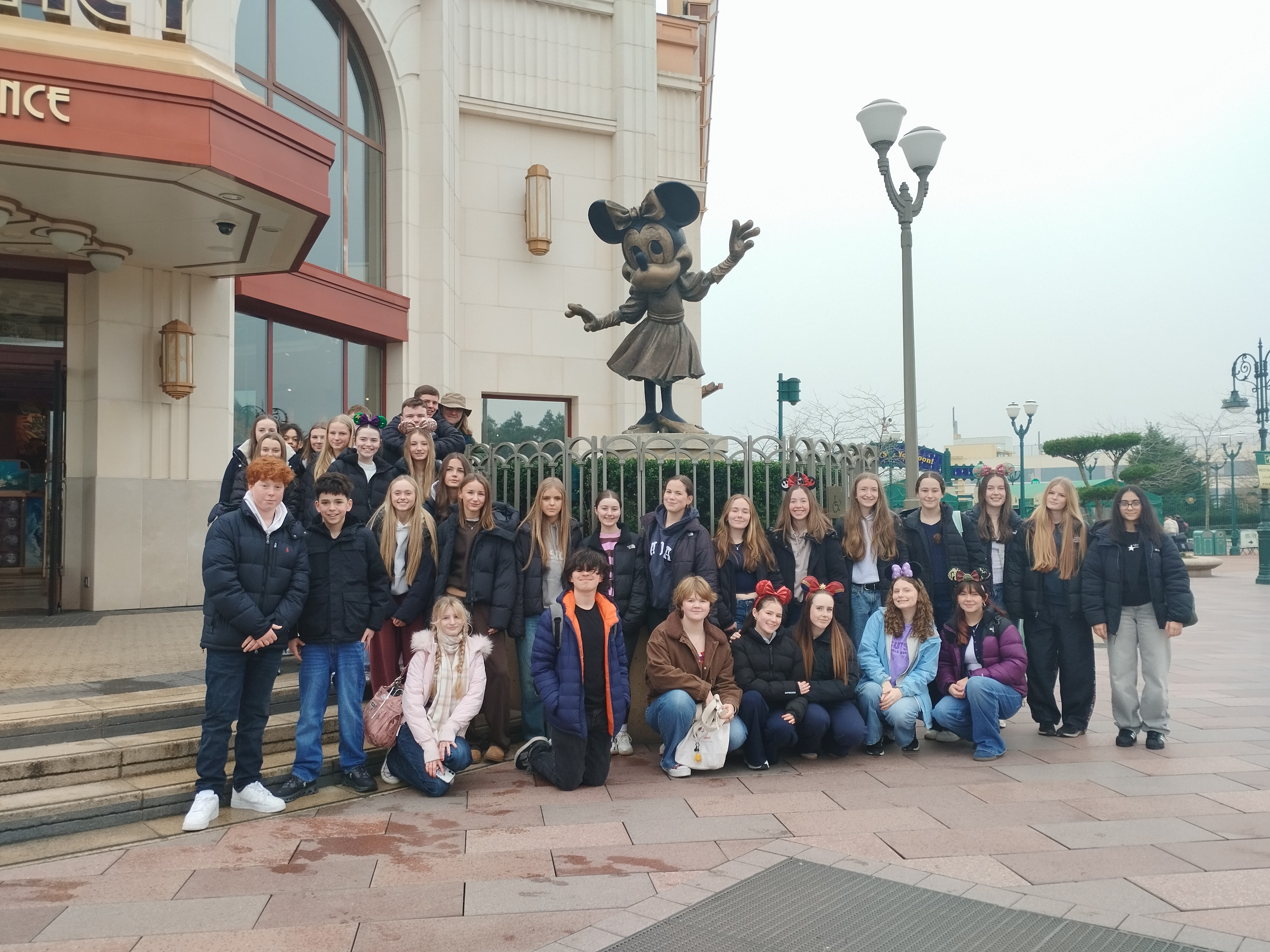 Fourth Year pupils on the Maths trip to Disneyland Paris pose for a photo