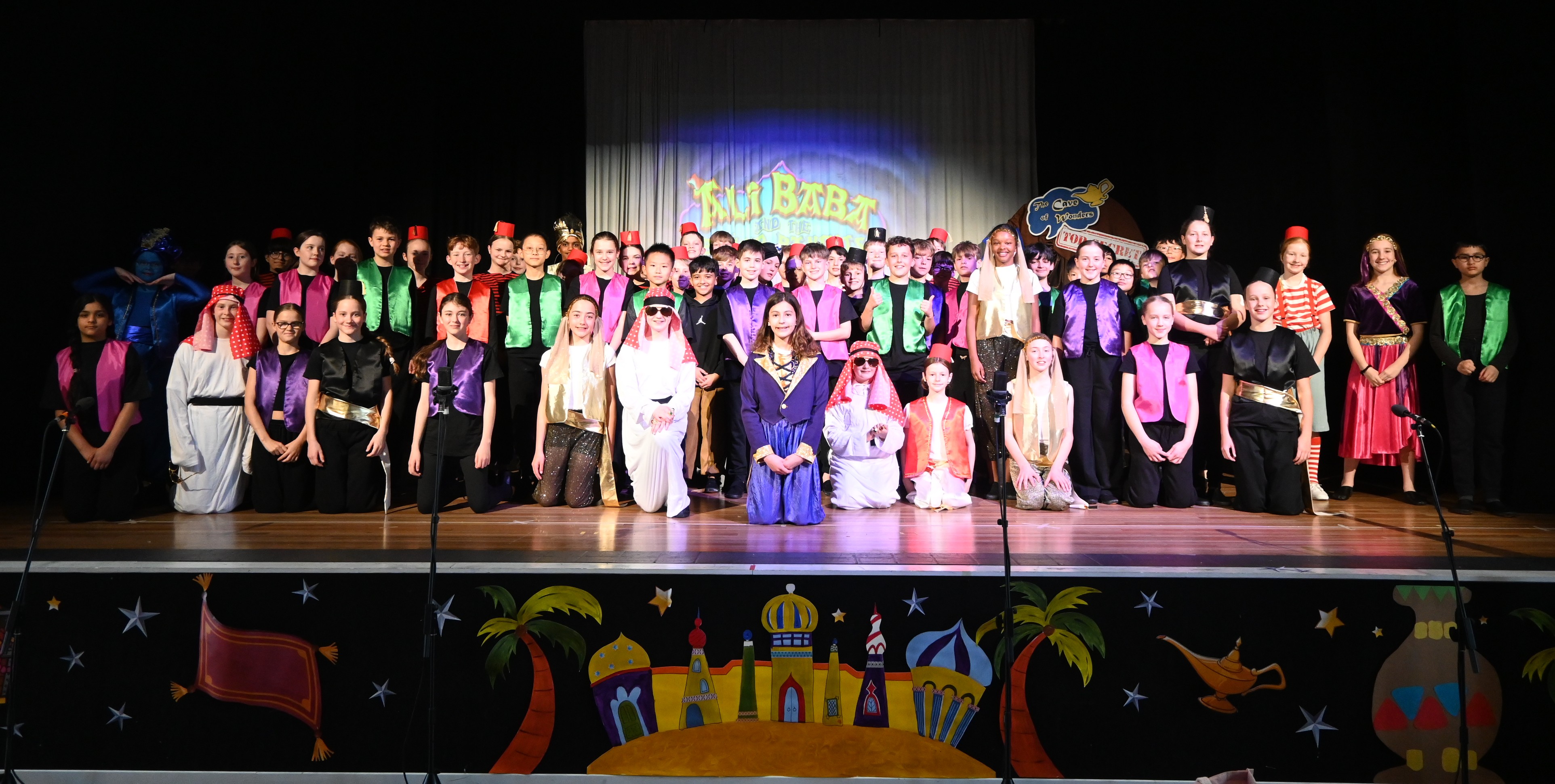 The cast of the 2026 Year 6 Drama Production pose for a photo